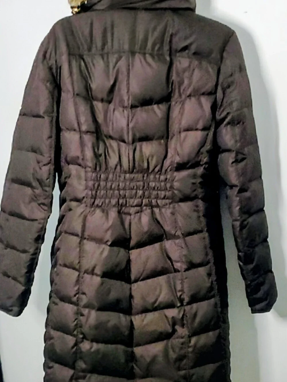 Michael Kors Chocolate Puffer Coat with Faux Fur Trim Size Medium